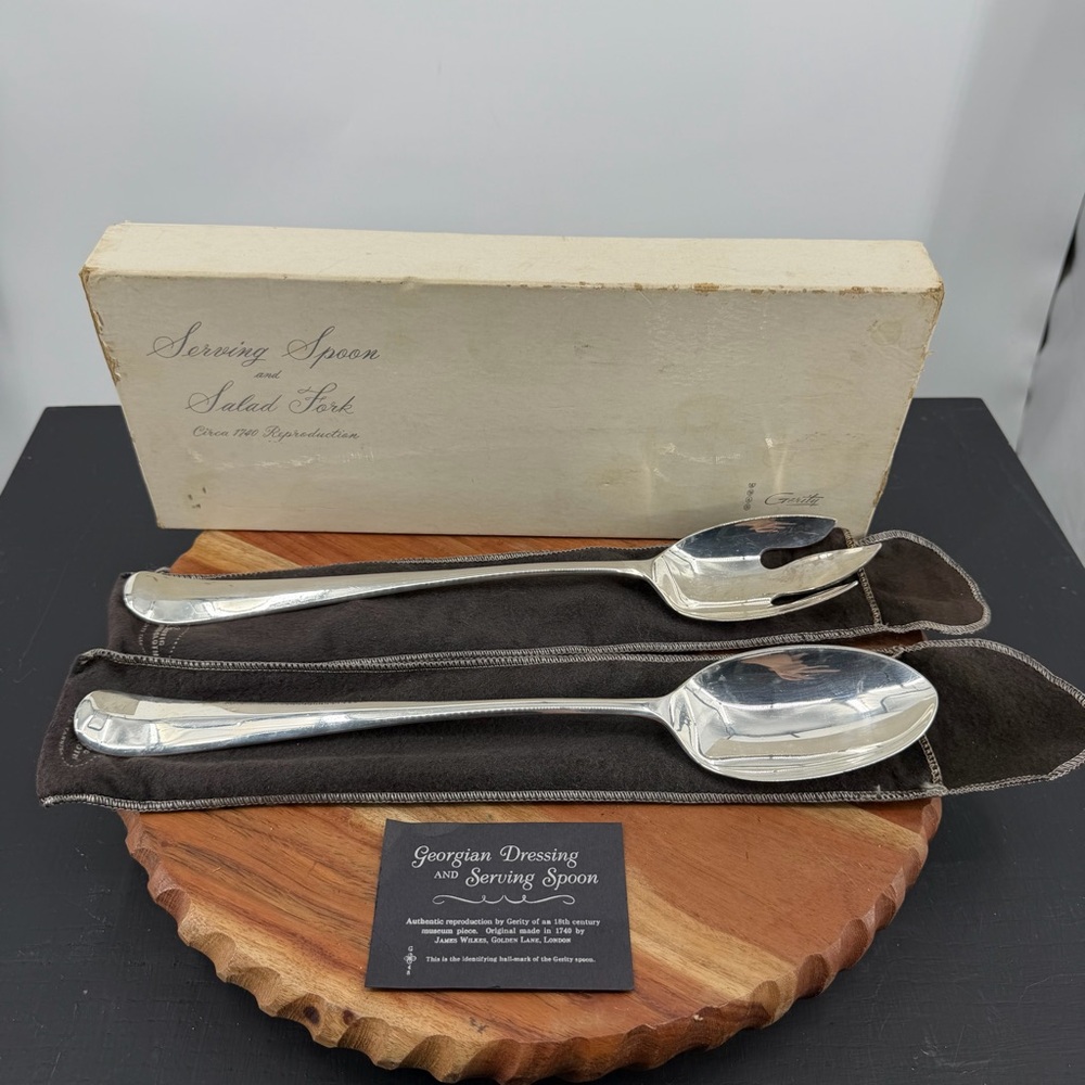 Gerity G-48 Georgian silverplate‎ serving spoon and salad fork set